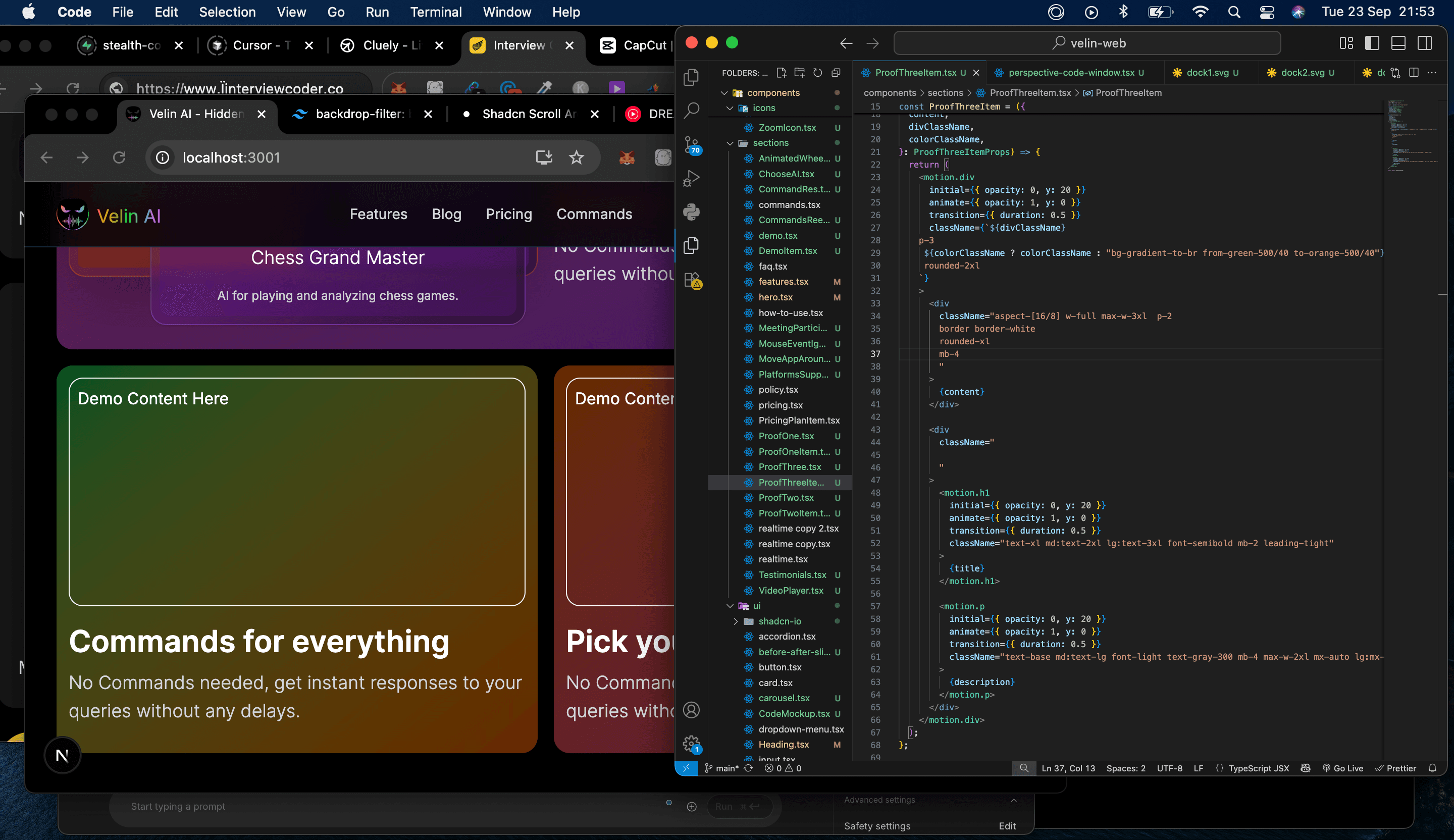 Velin AI app changing appearance themes from settings