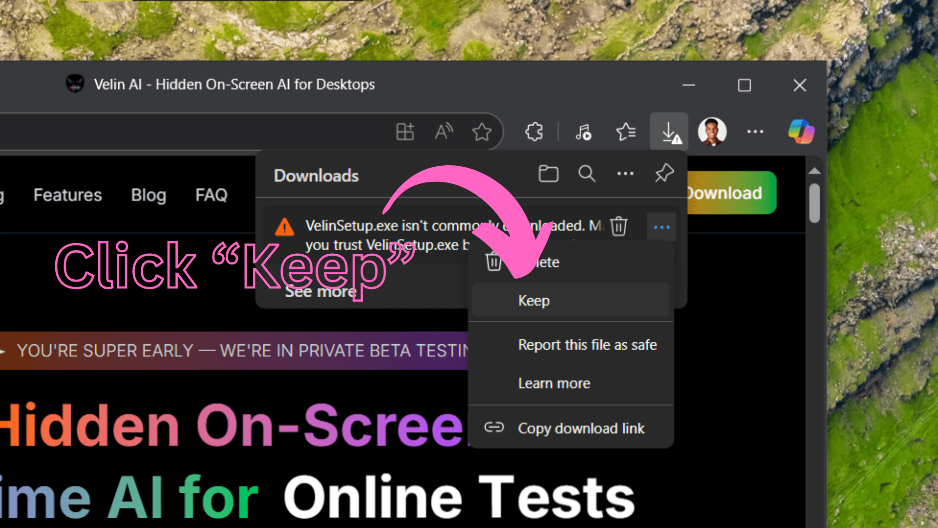 Keep the downloaded VelinSetup.exe file